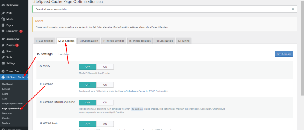 JS Optimizations with LiteSpeed Cache