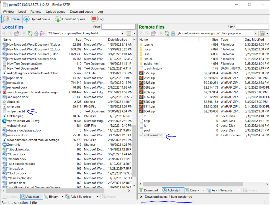 SFTP file transfer remotely